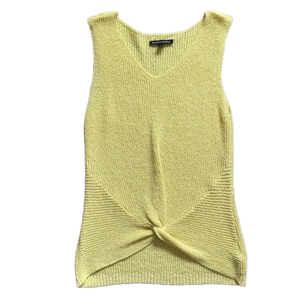 Boston Proper Yellow Chunky Knit Knotted Tank Top XL